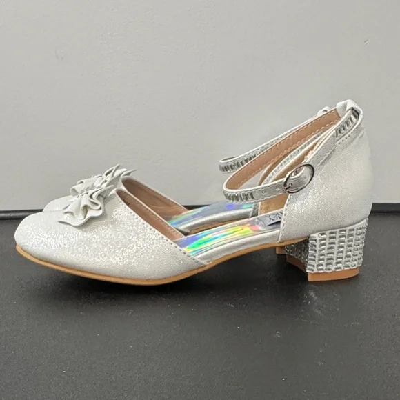 Badgley Mischka Little Girls Dress Shoes Silver Size 1 New NWT