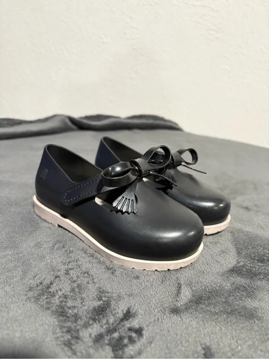 Mini Melissa Jelly Mary Jane Flats with Bow Accent