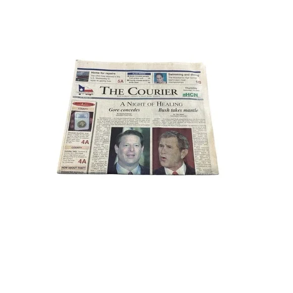 Dec 14 2000 The Courier Newspaper Bush‎ Takes Mantle Gore Concedes