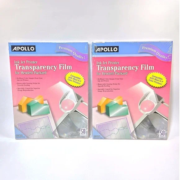 Apollo Ink Jet Printer Transparency Film for HP CG7031S 2 Packs 100 Sheets Total
