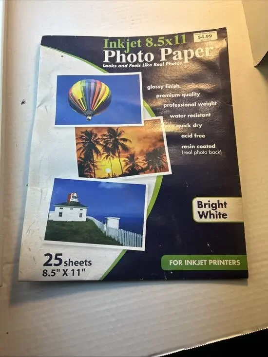 Photo Paper Inkjet New 8.5 x11 Bright White Glossy Print