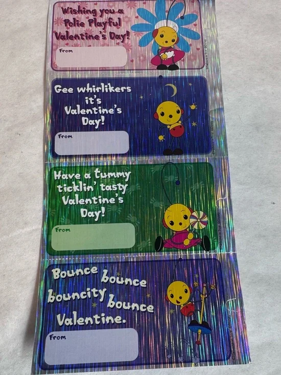 Vintage Unused Sheet Of 4 Rollie Pollie Ollie Valentines Cards NO Envelopes