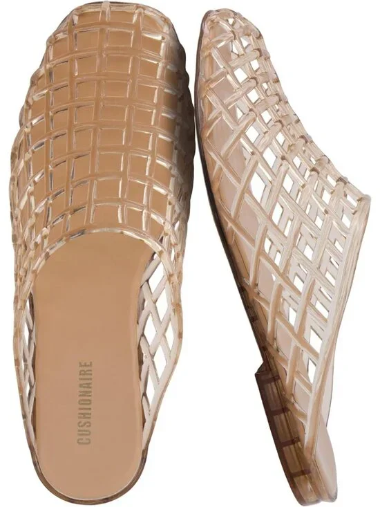 Women's Mocha Plastic Lightweight Woven Design Cushioned Comfort Jelly Flats