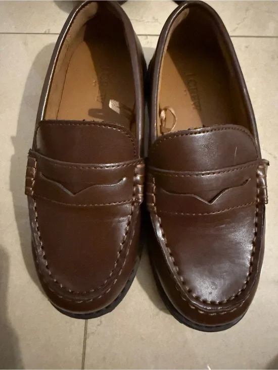 J. Crew Boys' Brown Leather Penny Loafers