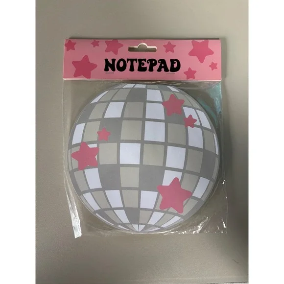 Francescas Disco Ball Notepad 75 Sheets Round Pink Star Silver Retro Stationery‎