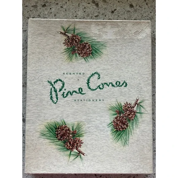 Vintage Hobby Scented Pine Cones Stationery Set Boxed Writing Paper Envelopes