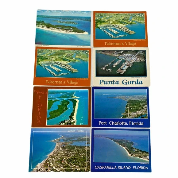 Vintage Postcard Lot Of 8 Old Aerial Suncoast Of Florida FL Views Unused‎