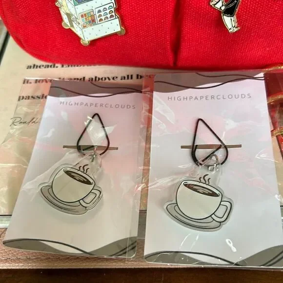High Paper clouds charm Pin bundle of 2 coffee acrylic design NWT