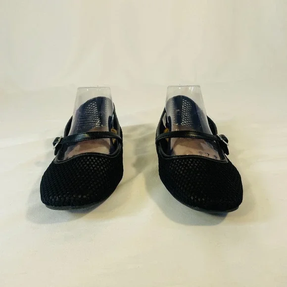 Old Navy‎ Mesh Ballet Flats Mary Jane Women's 10 Blackjack Black Buckle Strap