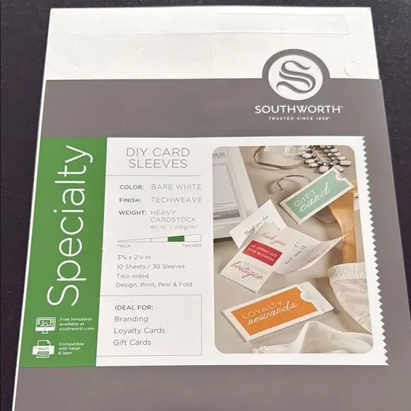 DIY White Card Sleeves – Techweave Finish – 10 Sheets (30 Sleeves)