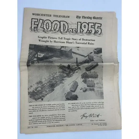VTG Worcester Telegram Evening‎ Gazette Flood Of 1955 Newspaper Graphic Pictures