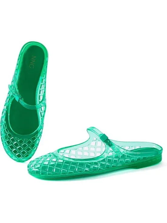 Women's Green Mary Jane Jelly Mule Flat Sandals Waterproof Beach Pool Comfort
