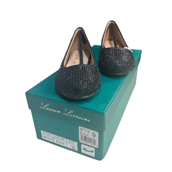 Lauren Lorraine Betty K Kids‎ Ballet Flats Black Size 9 Dress Shoes New