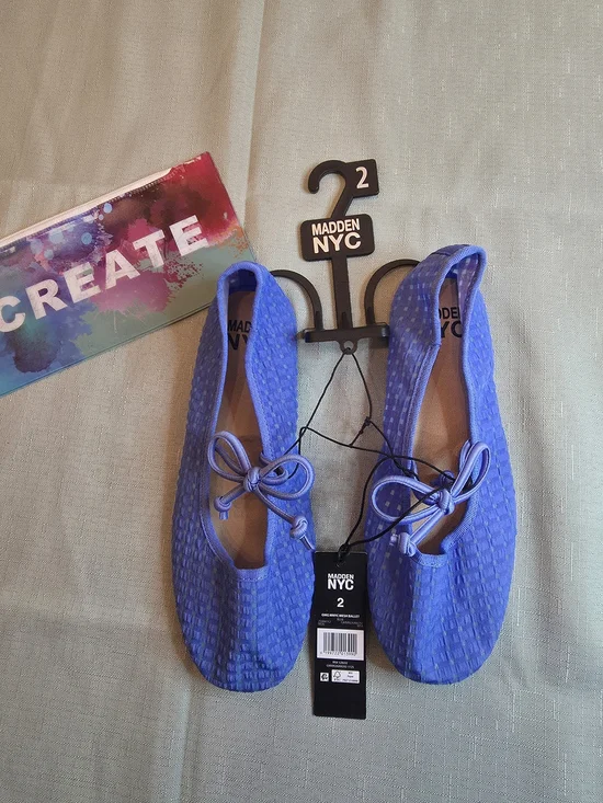 Madden NYC Girls' Blue Bow Ballet Flats Size 2