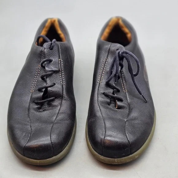 ECCO Womens Brown Leather Lace Up Flats Comfort Walking Shoes 111375 Size 38