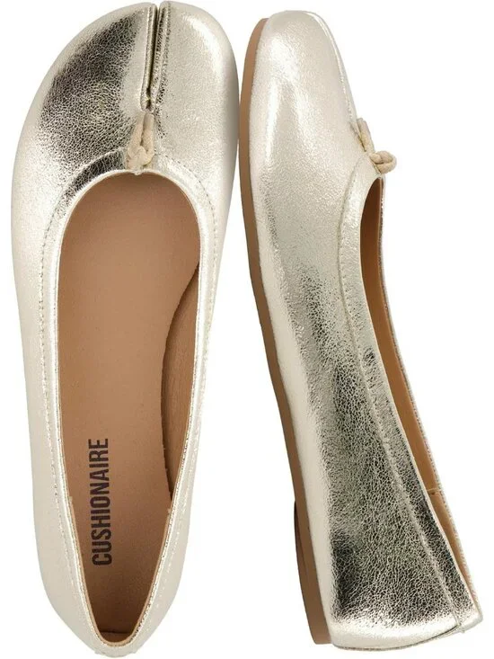 Women's Gold Rubber Split Toe Ballet Flats Flexible Sole Comfort Slip On Shoes