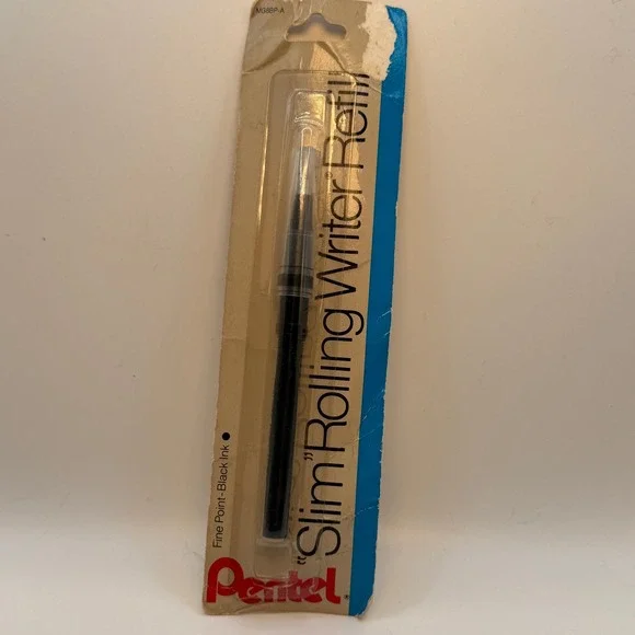 Pentel Slim Rolling Writer Refill Fine‎ Point Black Ink Vintage MG8BP-A Japan