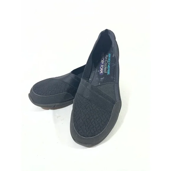Skechers Air-Cooled Memory Foam‎ Slip On Comfort Walking Shoes Women 7.5 Black
