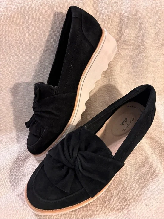 Clarks Black Suede Sharon Dasher Loafers