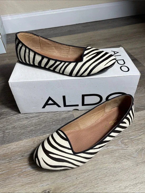 ALDO Zebra-Print “Ostlie 88” Slip-On Ballet Flats - size 8 WITH BOX!