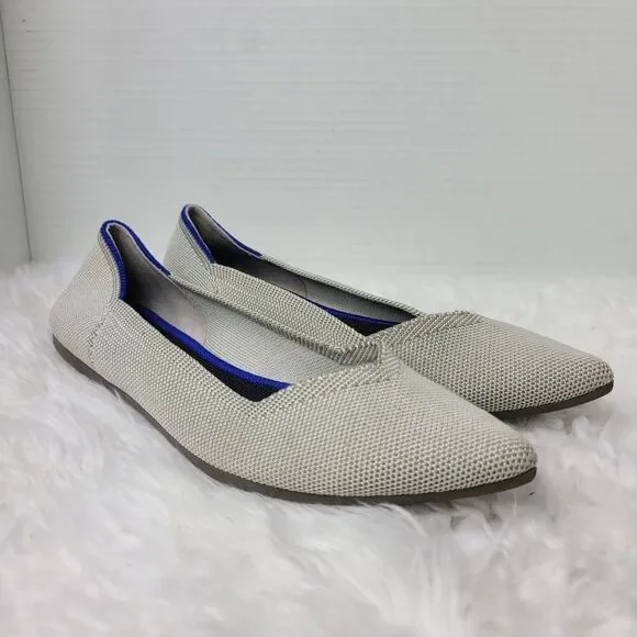 Rothy’s Flax Birdseye Womens Size 8.5  Light Grey Pointed Flats Retired