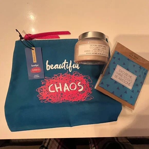 Office‎ Supply or Makeup Pouch, Inspirational Magnet and Candle (new/s/x)