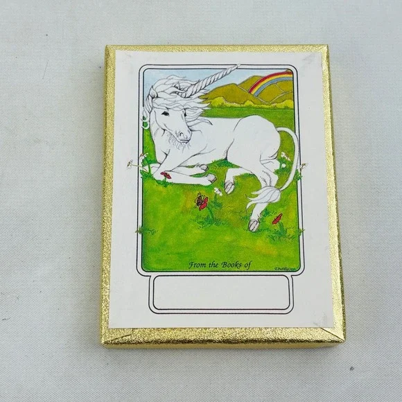 Vintage Antioch Unicorn Rainbow 45 Bookplate Lot Partial Box Gummed Labels USA