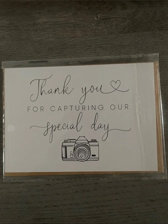Photographer Thank You Card - White with Black Camera Print