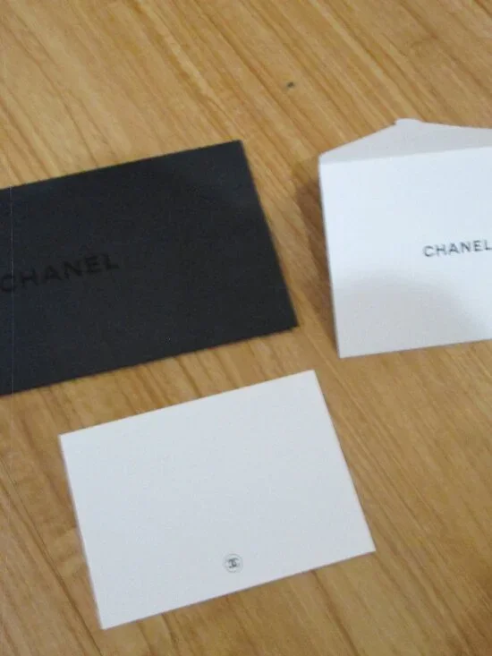 Chanel Receipt holder envelope w/ blank card 3 piece Chanel stationary set