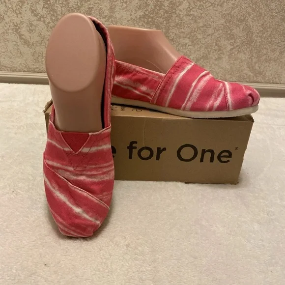 Toms Striped Pink Canvas Loafers