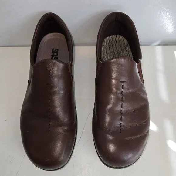 SAS Tripad Comfort Viva Brown Leather Slip-On Loafer Shoes Women's 10  1/2 W