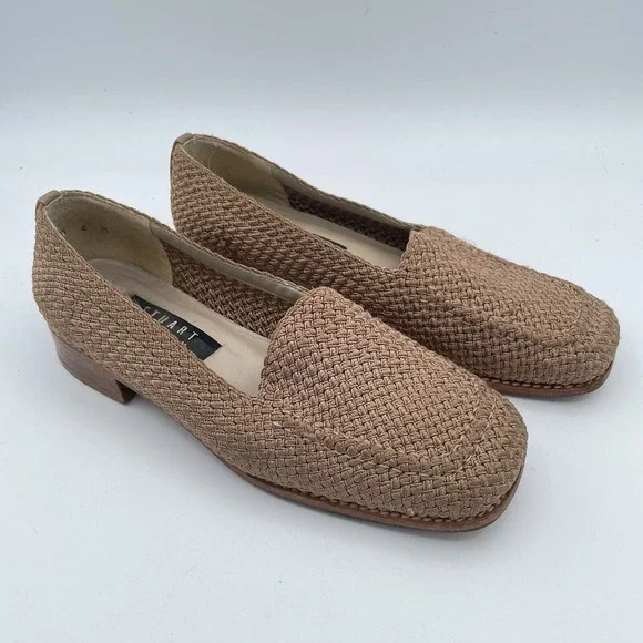 Stuart Weitzman‎ Loafers Womens Size 6 M Taupe Woven Cord Flexible Slip-On Shoes