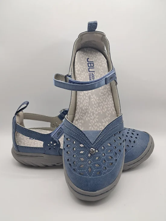 JBU by Jambu Wide Width Blue Cutout Mary Jane Flats Memory Foam Cushion Support