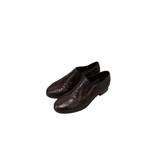 Rieker Antistress Brown Pleated‎ Ruched Heeled Leather Comfort Loafers 5
