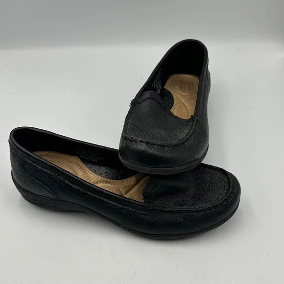 I Love Comfort Larsa Loafers Womens 9.5 Black Leather Memo-Tech Shoes Slip On