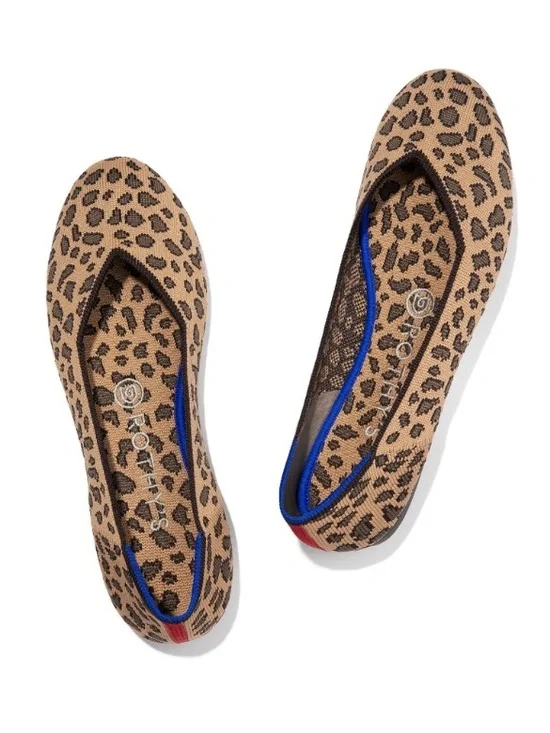 Rothy’s‎ The Flat Round Toe Ballet Flats Leopard Cheetah Print Shoes Womens 7