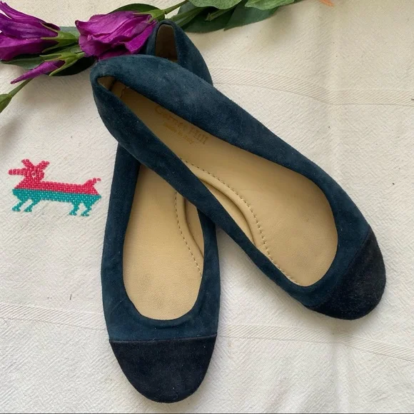 Garnet Hill teal suede flats, Size 8
