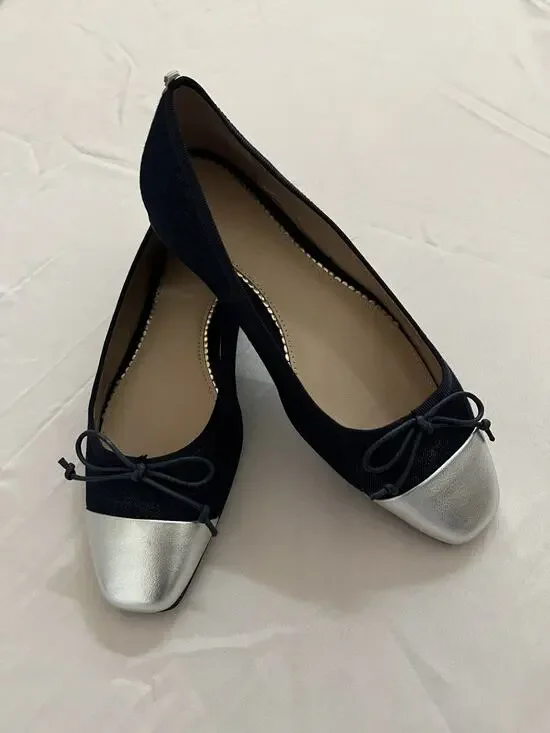 Boden Blue Denim Cap Top Ballet Flats Women's Size 6