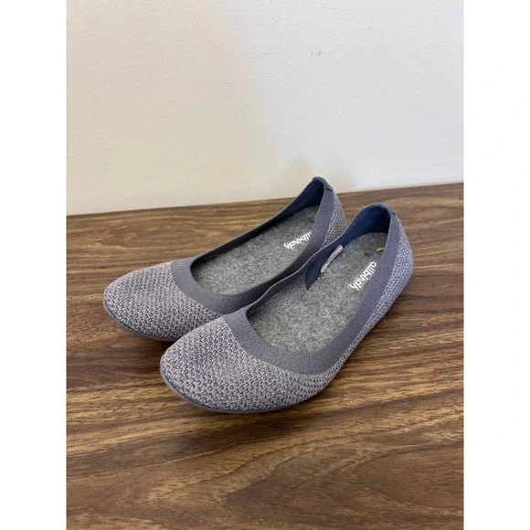 Allbirds Women's‎ Wool Ballet Flats Gray Size 7.5 Knit Slip On Comfort Shoes