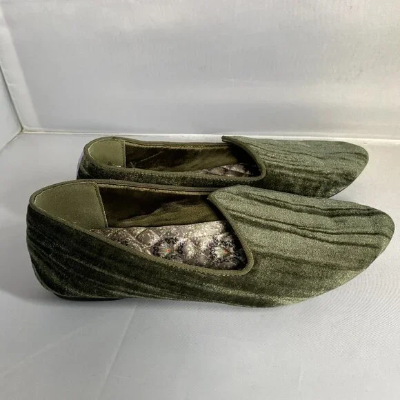 Birdies Olive Velvet Slip-On Loafers
