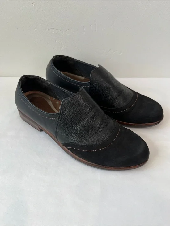 Naot Angin Slip On Loafers Black Leather Suede Shoes EU 38 US 7.5