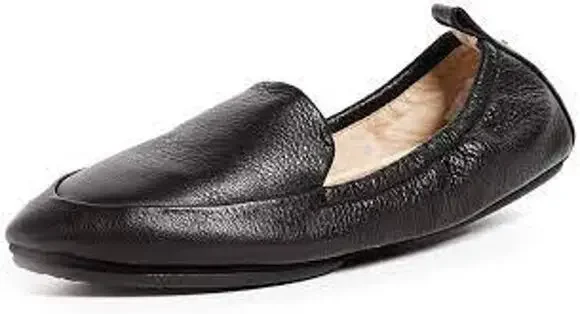 Yosi Samra Skyler Leather Loafer Shoes Slip On Pointed Toe Lightweight Black 7