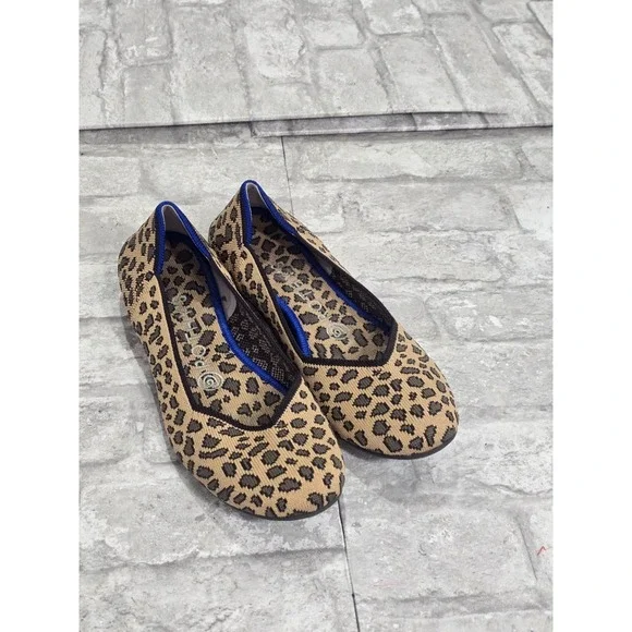 Rothy's The Flat Round Toe Ballet Flats Size 7 Leopard Cheetah Animal Print