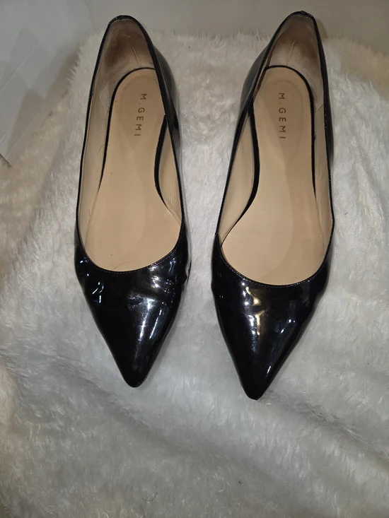 M. Gemi Black Patent Pointed-Toe Ballet Flats — Sleek Everyday Loafers
