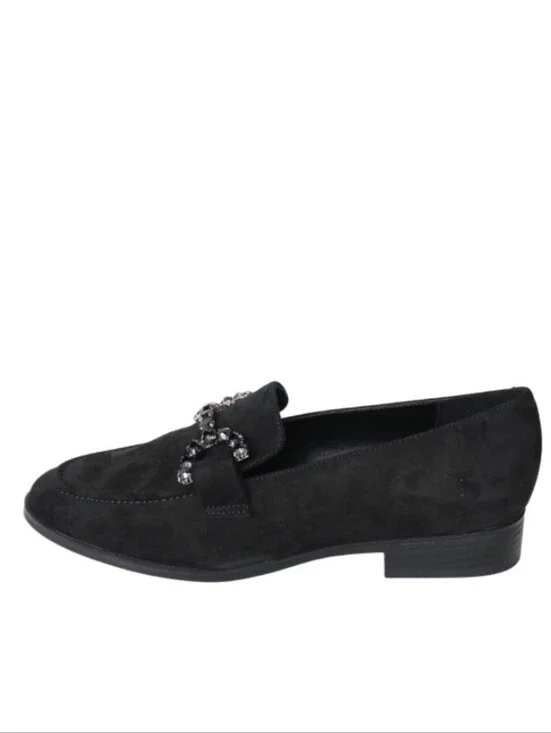 Nine West Loafers Women's 11 Black Faux Suede Rhinestone Slip-on Whimsigoth Shoe