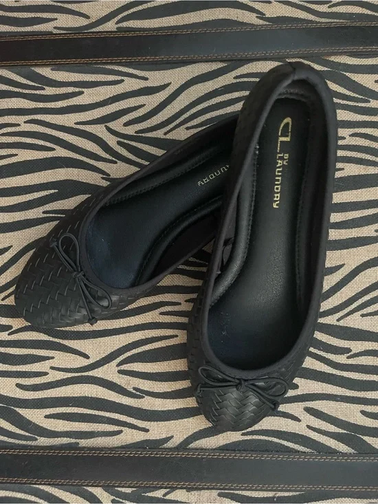 Chinese Laundry Black Woven Bow Ballet Flats 8