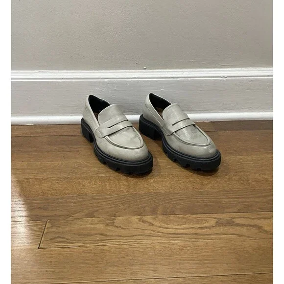 Miz Mooz Platform Lug Sole Loafers Taupe Leather Size EU37/U.S. 6.5-7 Grunge Y2K