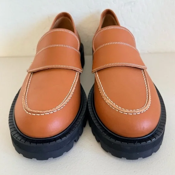 New ATP Atelier Arechi Platform Brown Brandy Italian Leather Loafer EU 40 US 9
