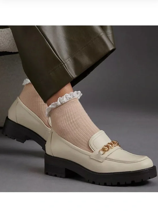 Sam Edelman Cream Chain-Accent Loafers