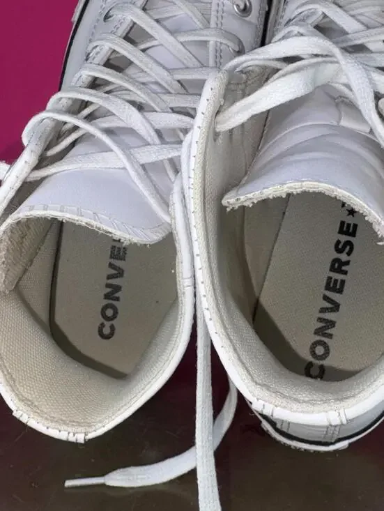 Converse Chuck Taylor All Star Lift Platform White Leather High Top Sneaker US 4